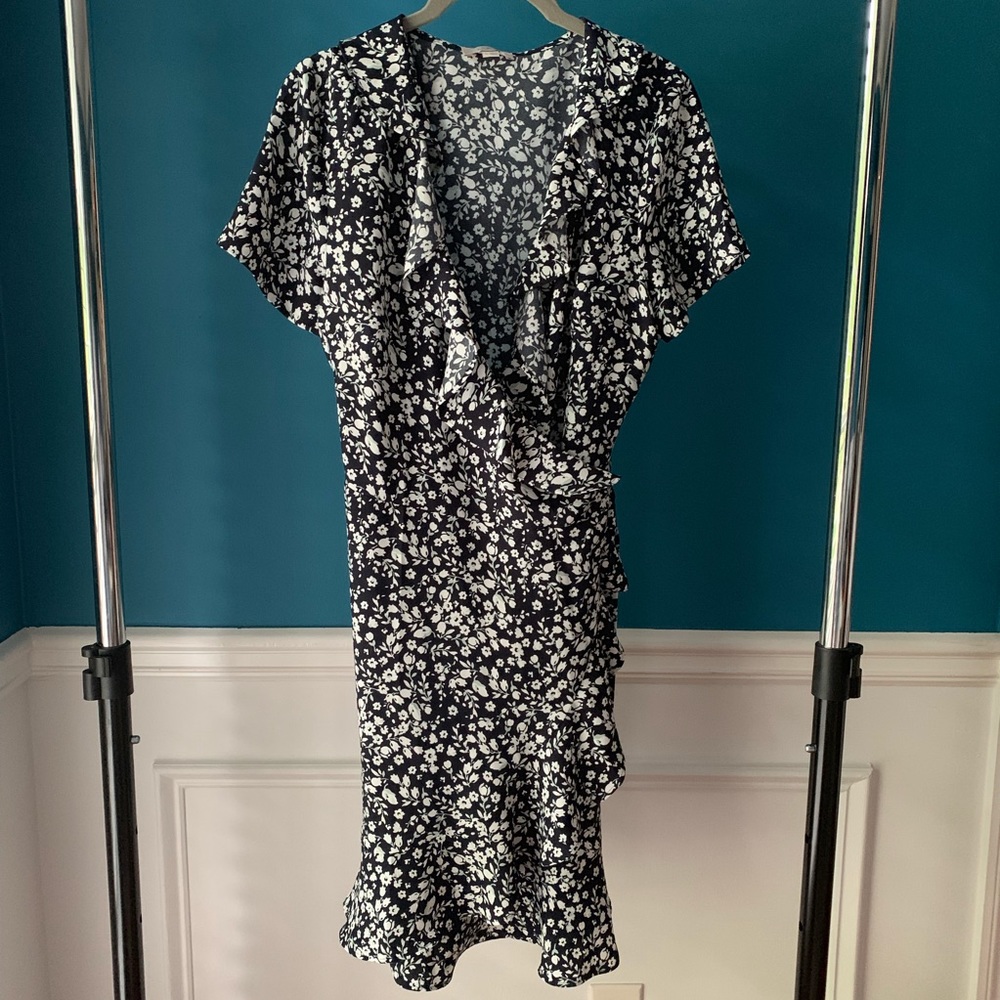 Loft Outlet Blue Floral Wrap Dress